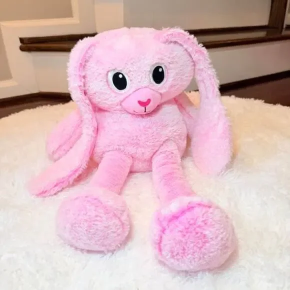Pink Bunny Plush Adjustable Long Ears Stuffed Animal Easter Gift Cute - Picture 3 of 8